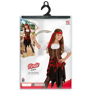 VESTITO CARNEVALE + ACCESSORI PIRATESSA VESTITO SCIABOLA CALZE 5/7 ANNI TRAVESTIMENTO - 0559+7007B+4750R