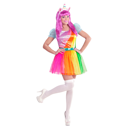 COSTUME VESTITO ABITO TRAVESTIMENTO CARNEVALE DONNA UNICORNO