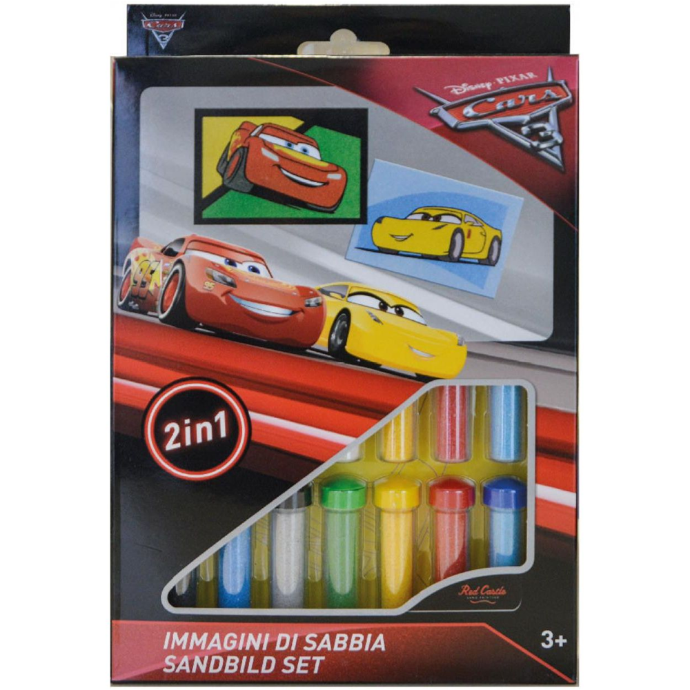 SET GIOCO CARS SAETTA MCQUEEN DISNEY BAMBINO IMMAGINI DI SABBIA 2 IN 1 IMMAGINI DA COLORARE CON SABBIA COLORATA - DS-28