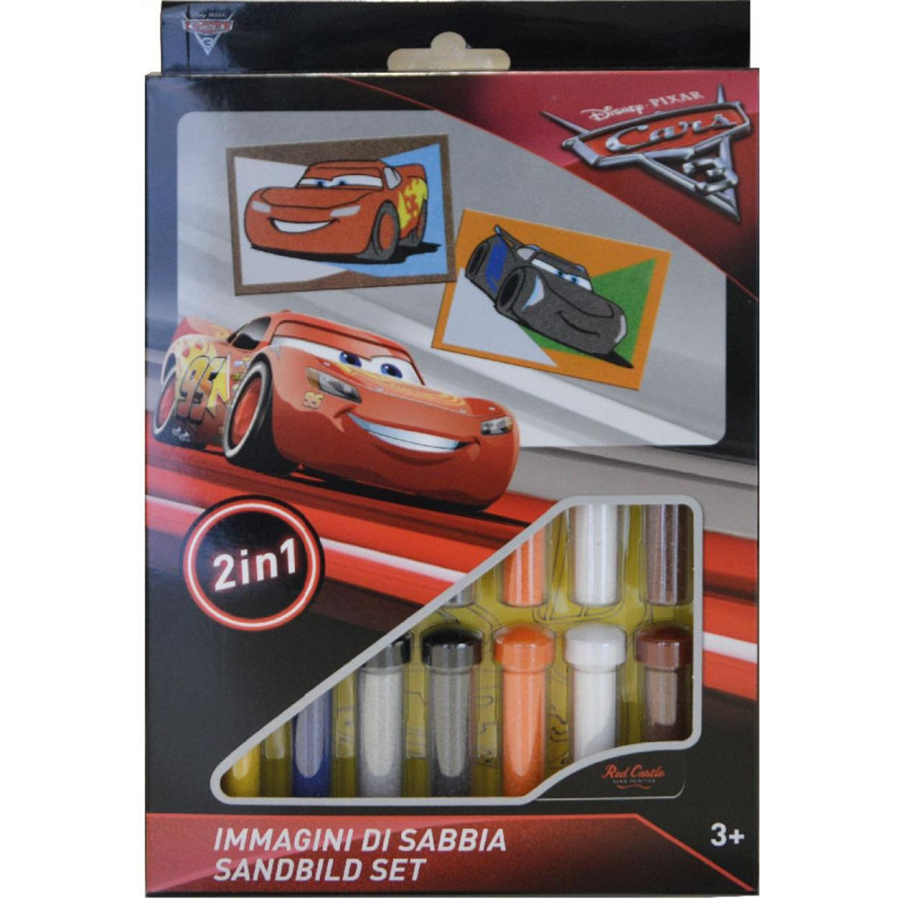 SET GIOCO CARS SAETTA MCQUEEN DISNEY BAMBINO IMMAGINI DI SABBIA 2 IN 1 IMMAGINI DA COLORARE CON SABBIA COLORATA - DS-29