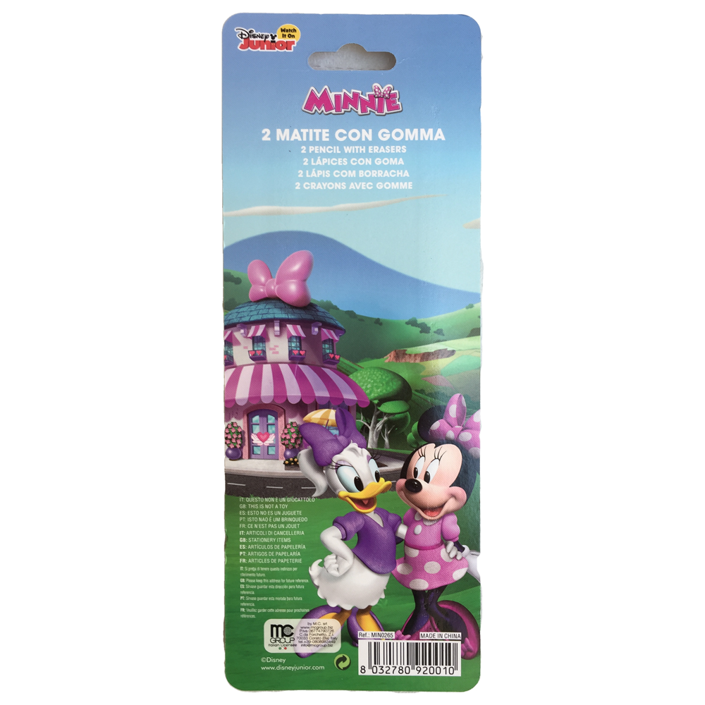 MATITA MINNIE MOUSE DISNEY 2 PEZZI CON GOMMA - MIN0265