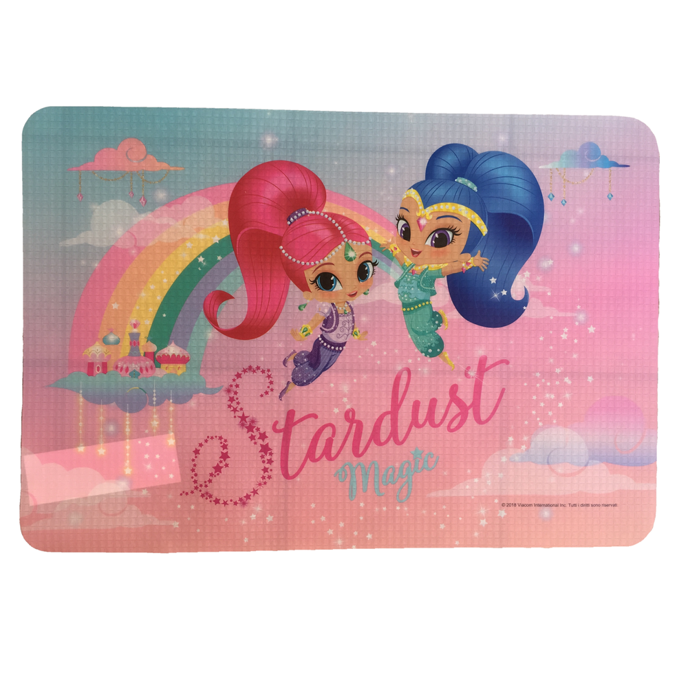 TOVAGLIETTA SHIMMER E SHINE NICKELODEON IN PLASTICA MORBIDA RIPIEGABILE DA COLAZIONE PRANZO CM.44X30 - SS0312