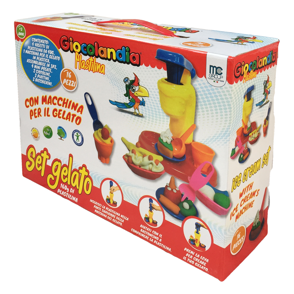 SET GELATO ATTIVITA' 16 PEZZI BAMBINO STAMPINI E STRUMENTI CON PLASTILINA PLASTICHINA - GL0011