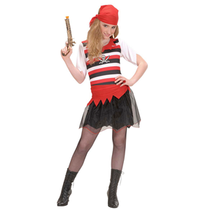 VESTITO CARNEVALE + ACCESSORI PIRATESSA VESTITO PISTOLA CALZE 11/13 ANNI TRAVESTIMENTO - 5853+4750R+04859