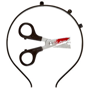 FORBICI INSANGUINATE IN TESTA ACCESSORI PER ABITO VESTITO TRAVESTIMENTO CARNEVALE HALLOWEEN 