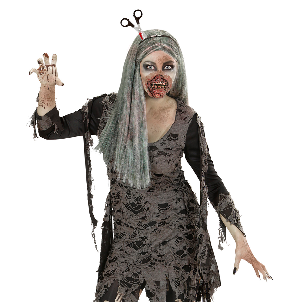 FORBICI INSANGUINATE IN TESTA ACCESSORI PER ABITO VESTITO TRAVESTIMENTO CARNEVALE HALLOWEEN 