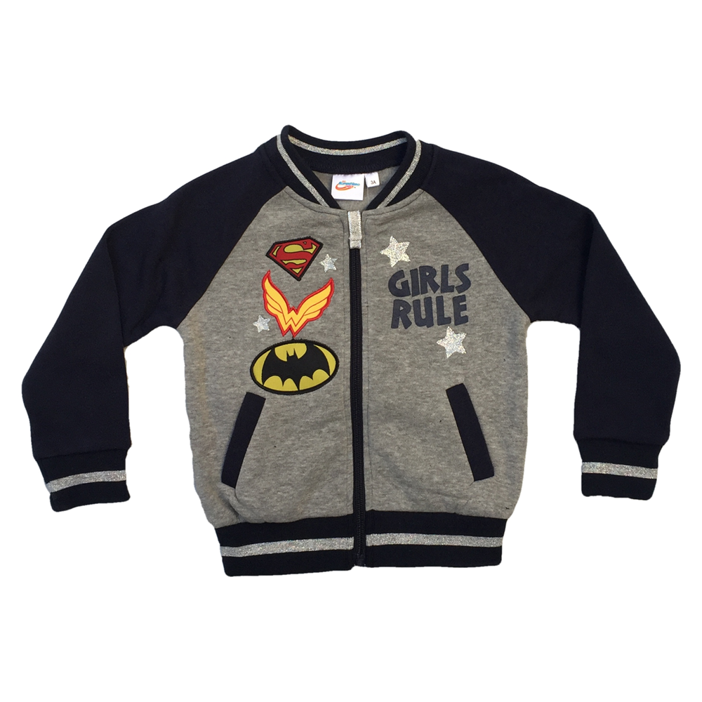 FELPA CON ZIP SUPERMAN SUPER GIRL SUN CITY TAGLIE 3/8 ANNI - RH1393GRIGIO
