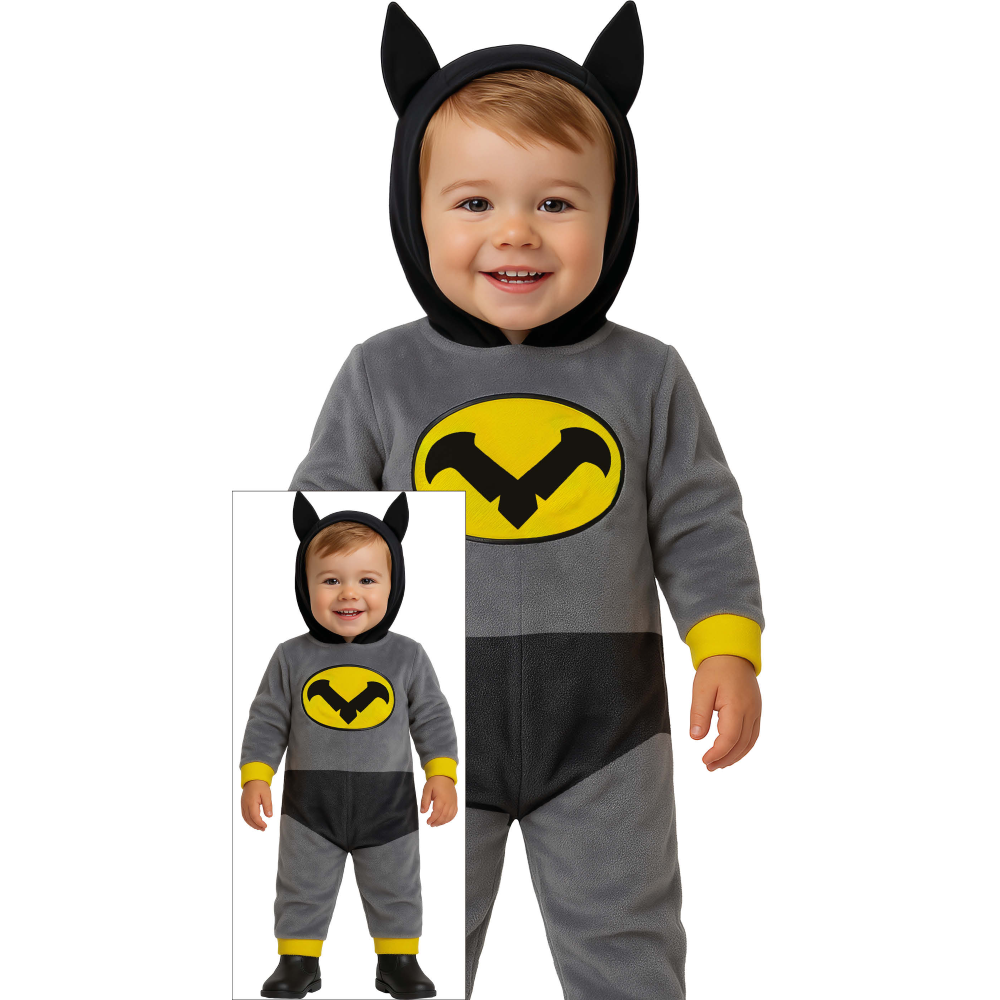 COSTUME EROE NOTTURNO TUTA CON CAPPUCCIO TRAVESTIMENTO CARNEVALE COSPLAY BATMAN - 8206