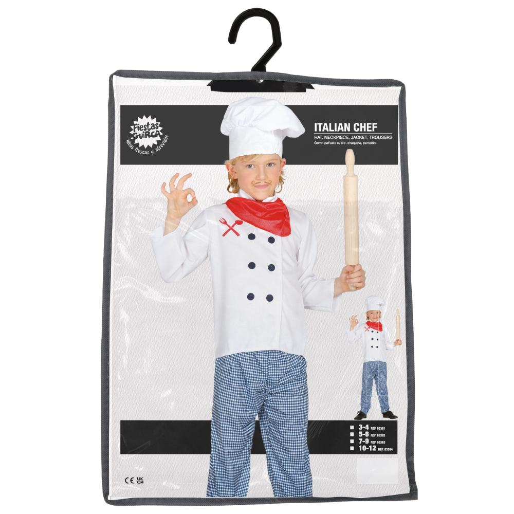 COSTUME CHEF TRAVESTIMENTO CUOCO UNISEX CARNEVALE COSPLAY FESTE IN MASCHERA - 8336