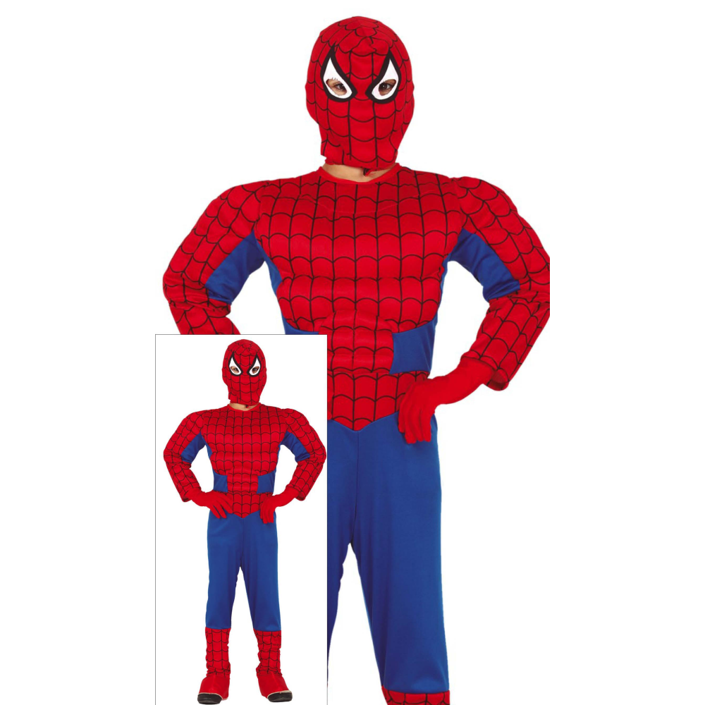 COSTUME SUPEREROE MUSCOLOSO TRAVESTIMENTO CARNEVALE COSPLAY SPIDERMAN FESTE IN MASCHERA - 8358