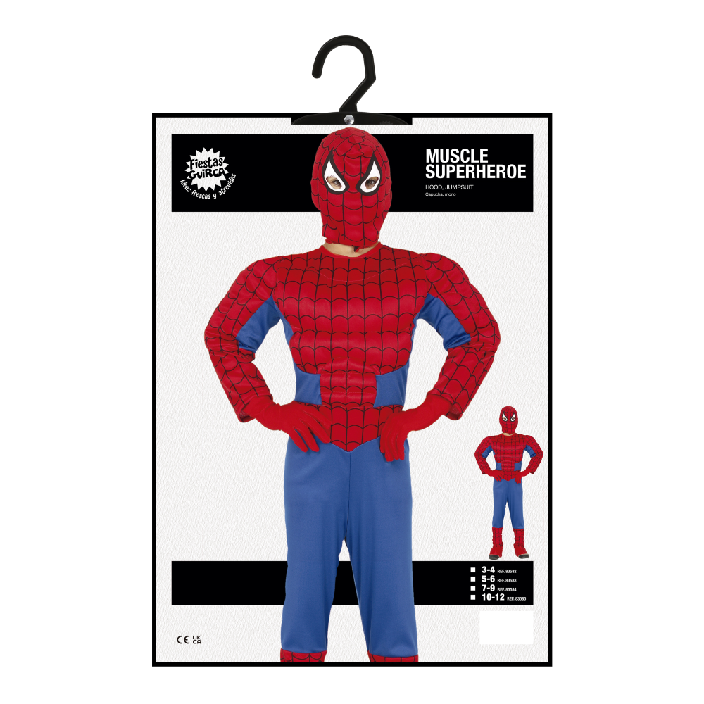 COSTUME SUPEREROE MUSCOLOSO TRAVESTIMENTO CARNEVALE COSPLAY SPIDERMAN FESTE IN MASCHERA - 8358