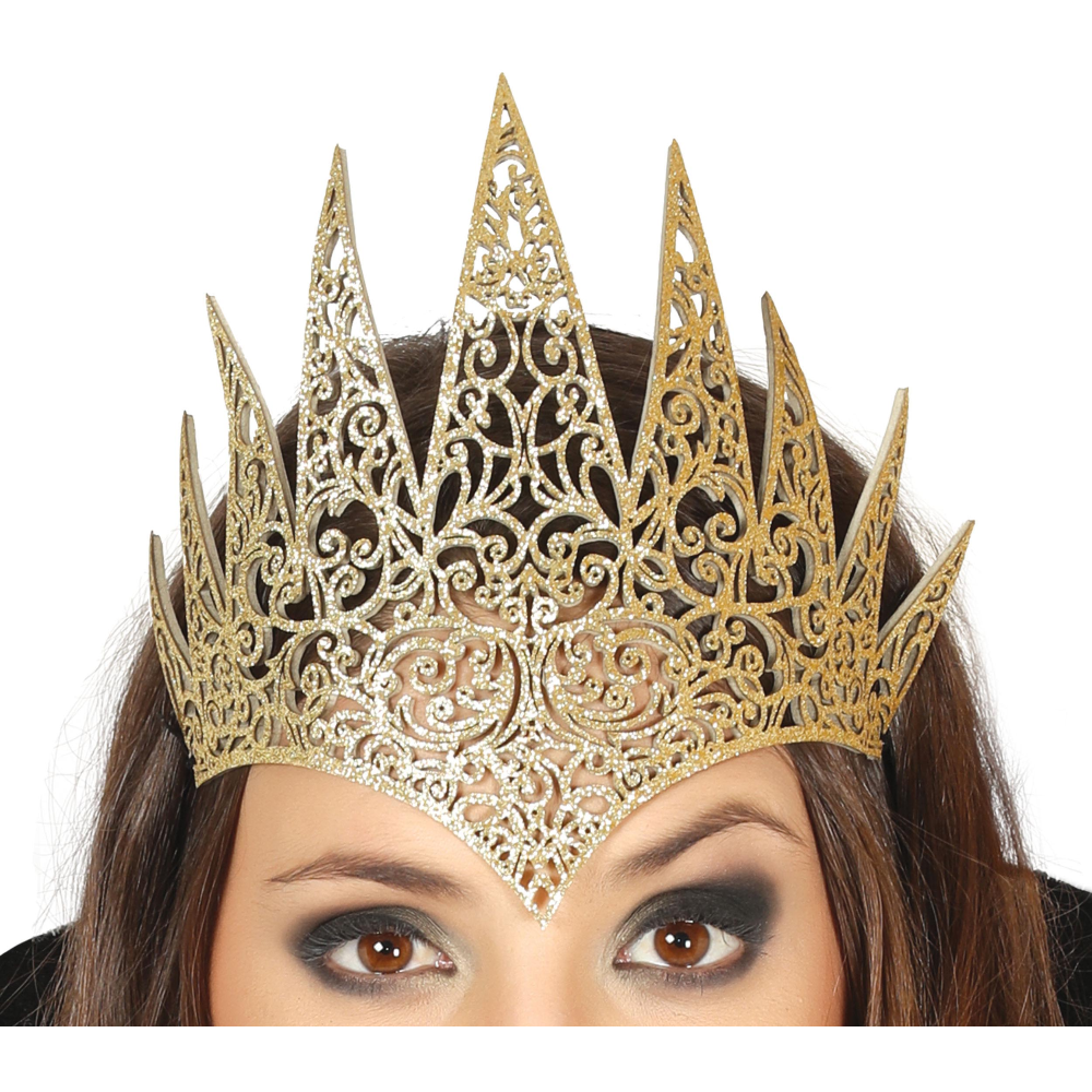 TIARA REGINA ORO ACCESSORIO TRAVESTIMENTO CARNEVALE FESTA IN MASCHERA COSPLAY - 17411