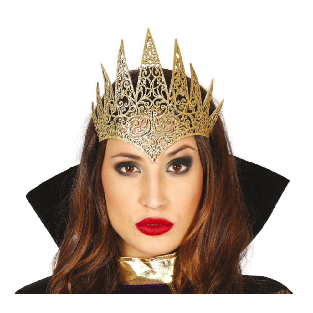 TIARA REGINA ORO ACCESSORIO TRAVESTIMENTO CARNEVALE FESTA IN MASCHERA COSPLAY - 17411