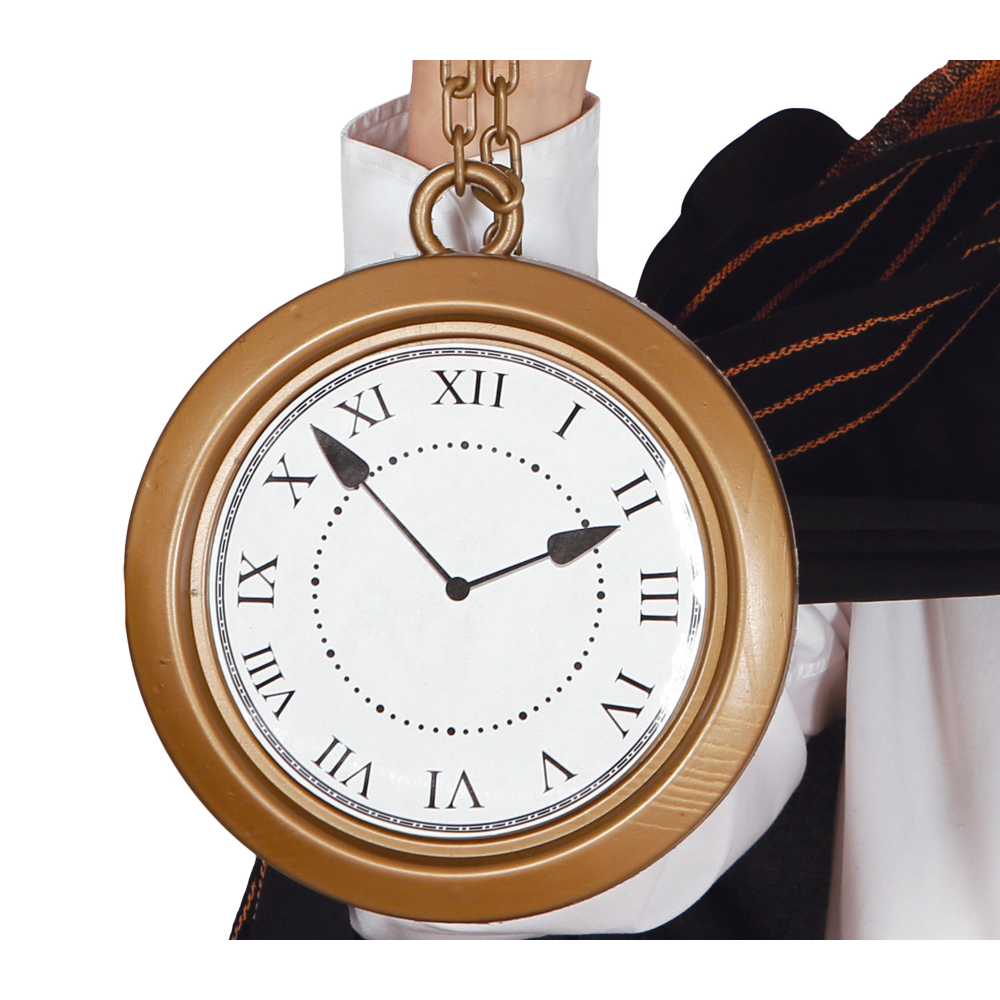 OROLOGIO GIGANTE DA TASCHINO 20 CM ACCESSORIO TRAVESTIMENTO CARNEVALE FESTA IN MASCHERA COSPLAY BIANCONIGLIO - 18217