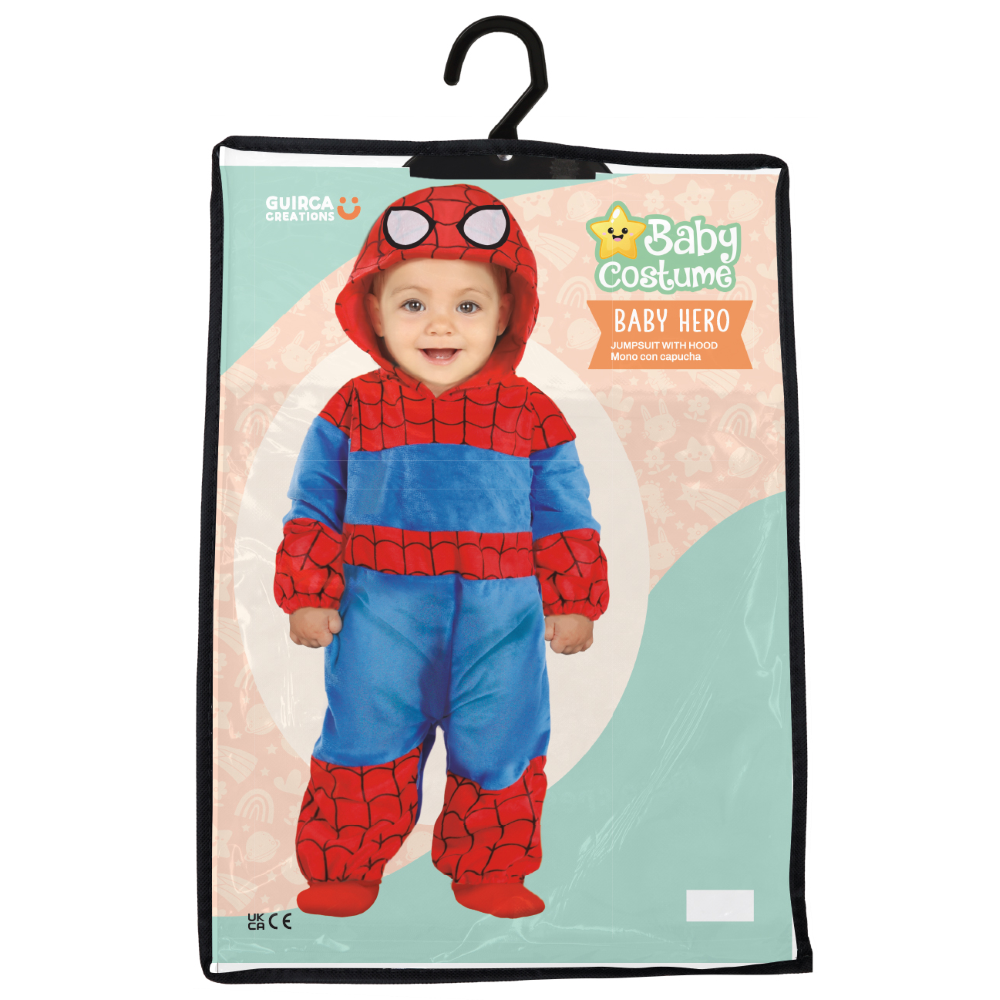 COSTUME BABY EROE TUTA CON CAPPUCCIO TRAVESTIMENTO CARNEVALE FESTE IN MASCHERA COSPLAY SPIDERMAN - 7607