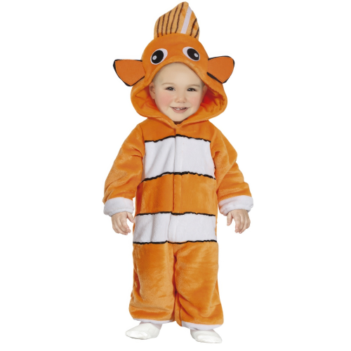 COSTUME PESCE PAGLIACCIO TUTA CON CAPPUCCIO TRAVESTIMENTO CARNEVALE FESTE IN MASCHERA COSPLAY NEMO - 7609