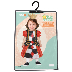 COSTUME REGINA DI CUORI BABY ABITO E CERCHIETTO TRAVESTIMENTO CARNEVALE FESTE IN MASCHERA - 7616