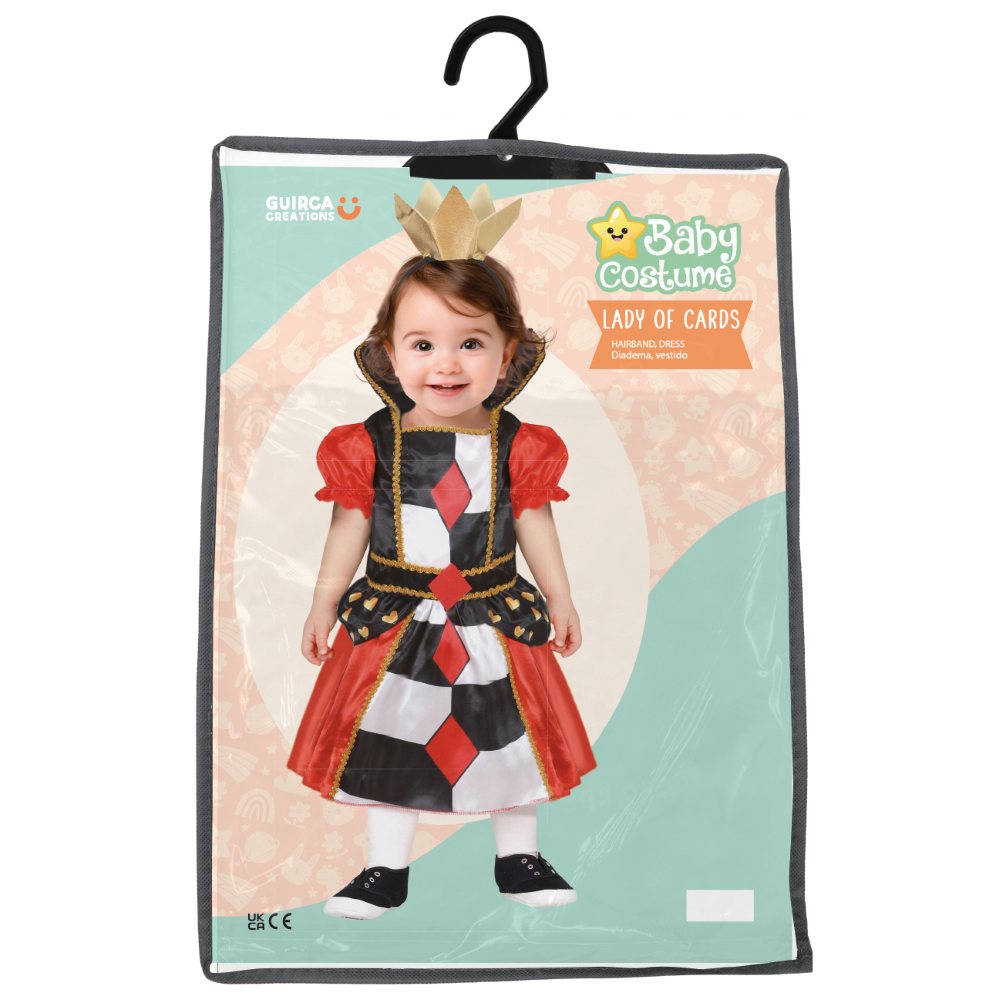 COSTUME REGINA DI CUORI BABY ABITO E CERCHIETTO TRAVESTIMENTO CARNEVALE FESTE IN MASCHERA - 7616