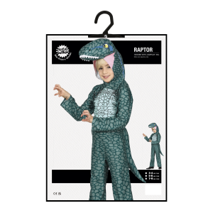COSTUME VELOCIRAPTOR TRAVESTIMENTO DA DINOSAURO CARNEVALE COSPLAY FESTE IN MASCHERA - 7742