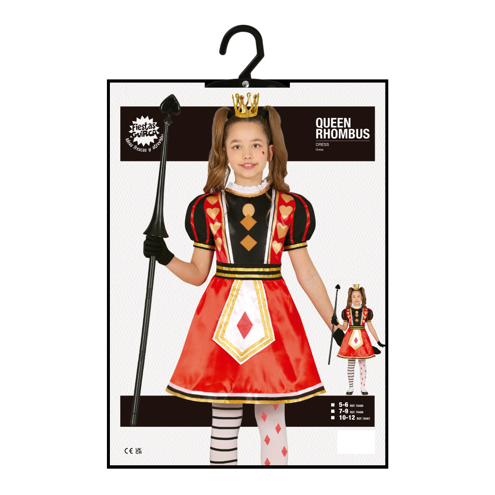 COSTUME REGINA DI QUADRI ABITO TRAVESTIMENTO CARNEVALE COSPLAY FESTE IN MASCHERA - 7846