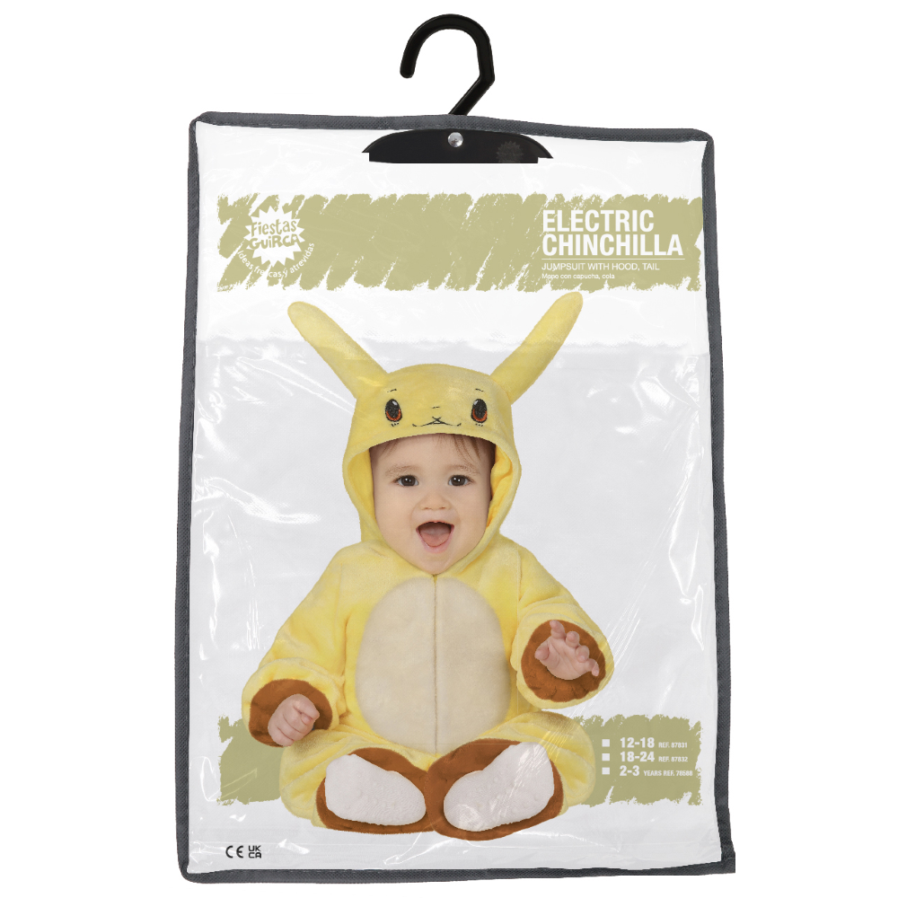 COSTUME CINCILLÀ ELETTRICO TUTA CON CAPPUCCIO TRAVESTIMENTO CARNEVALE FESTE IN MASCHERA COSPLAY PIKACHU - 8783