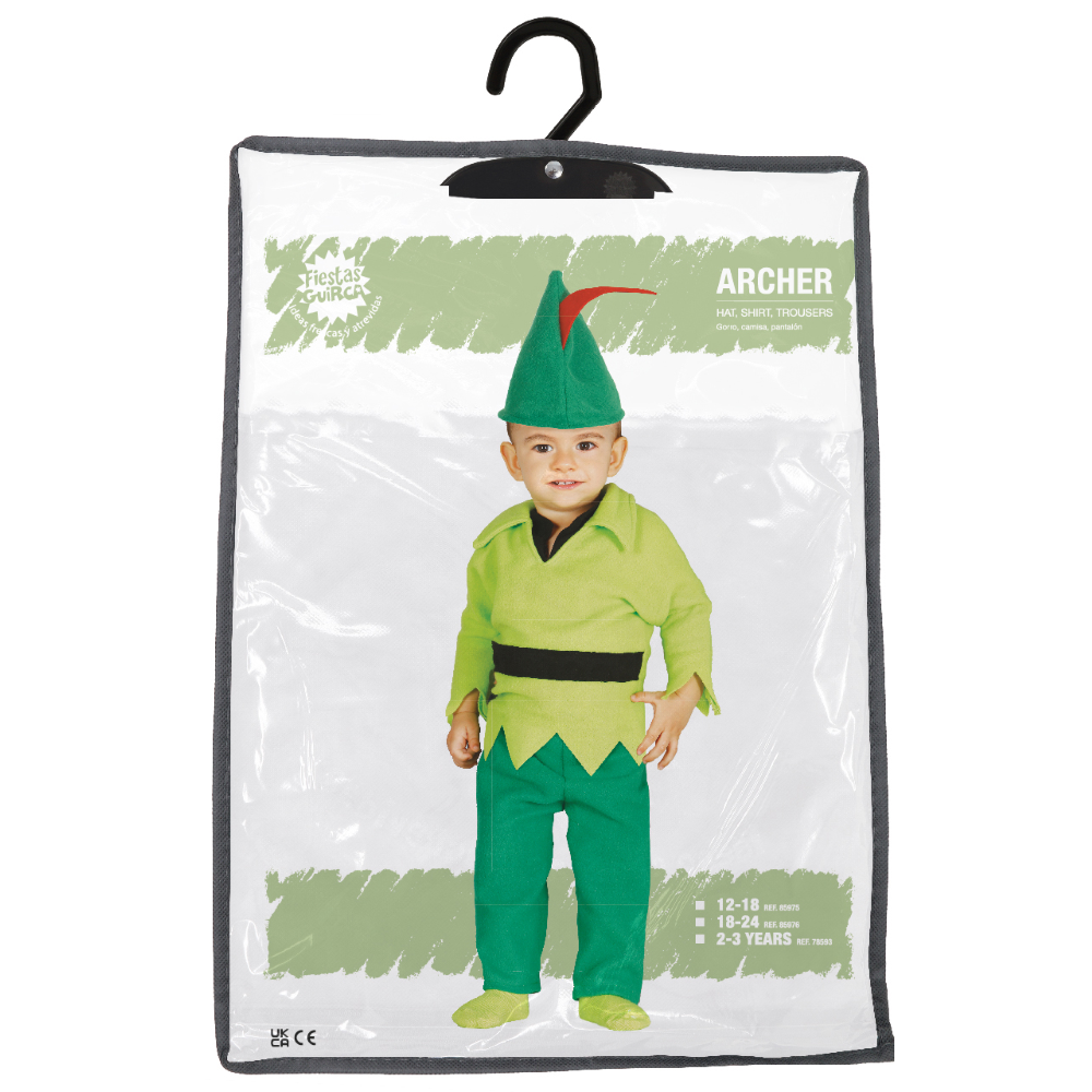 COSTUME BABY ARCIERE TRAVESTIMENTO CARNEVALE FESTE IN MASCHERA COSPLAY PETER PAN - 8597