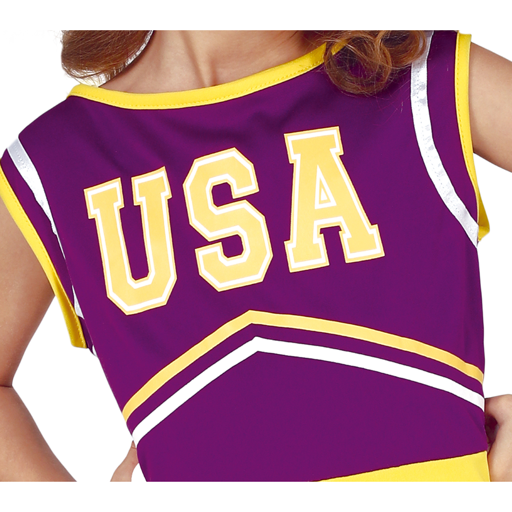 COSTUME CHEERLEADER ABITO VIOLA TRAVESTIMENTO CARNEVALE FESTE A TEMA COSPLAY - 8361