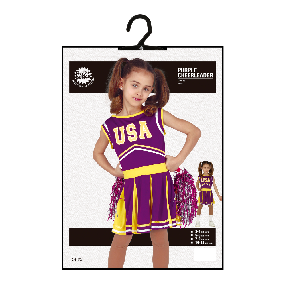 COSTUME CHEERLEADER ABITO VIOLA TRAVESTIMENTO CARNEVALE FESTE A TEMA COSPLAY - 8361