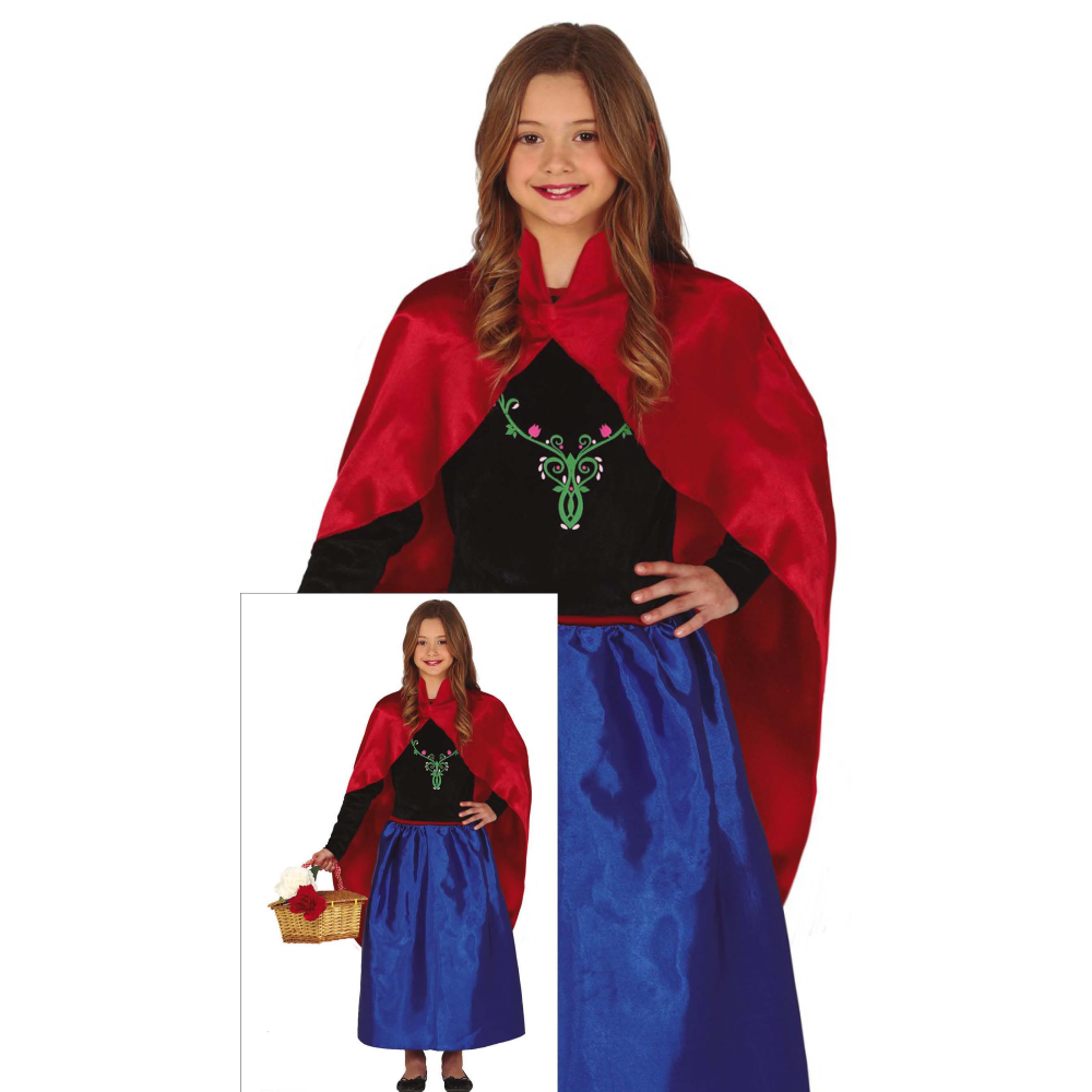 COSTUME PRINCIPESSA ABITO E MANTELLO TRAVESTIMENTO CARNEVALE FESTE IN MASCHERA COSPLAY ANNA FROZEN - 8366