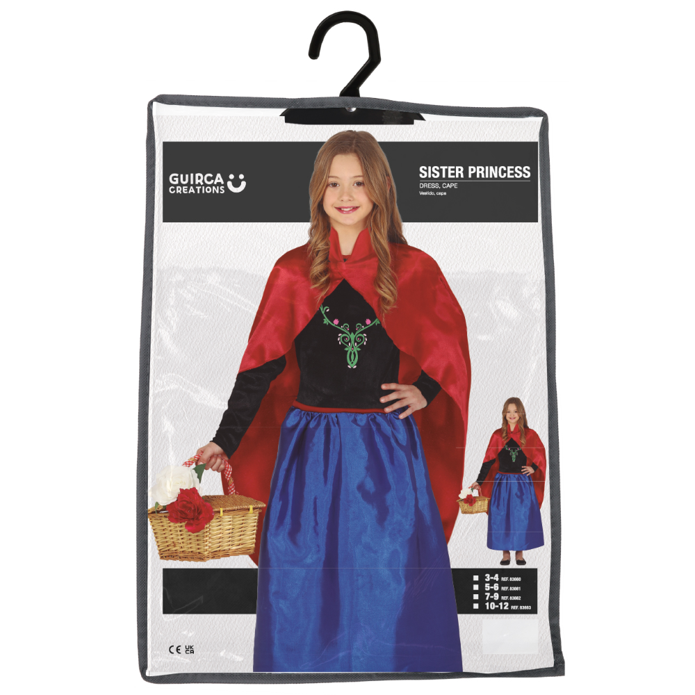 COSTUME PRINCIPESSA ABITO E MANTELLO TRAVESTIMENTO CARNEVALE FESTE IN MASCHERA COSPLAY ANNA FROZEN - 8366