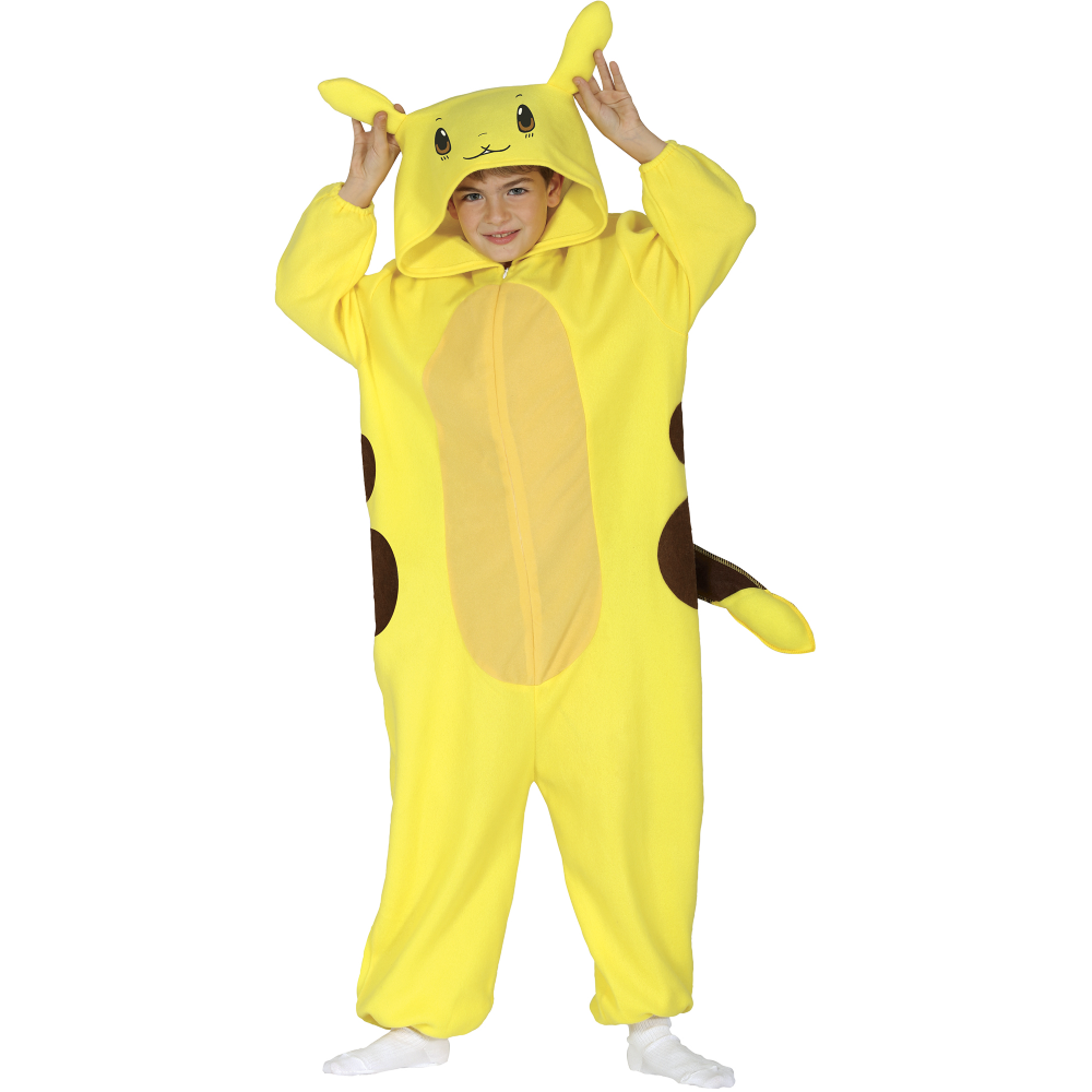 COSTUME CINCILLÀ ELETTRICO TUTA CON CAPPUCCIO TRAVESTIMENTO CARNEVALE FESTE IN MASCHERA COSPLAY PIKACHU - 8600