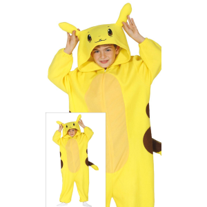 COSTUME CINCILLÀ ELETTRICO TUTA CON CAPPUCCIO TRAVESTIMENTO CARNEVALE FESTE IN MASCHERA COSPLAY PIKACHU - 8600