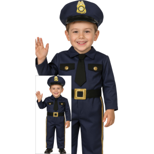 COSTUME POLIZIOTTO BABY TUTA E CAPPELLO TRAVESTIMENTO CARNEVALE FESTE IN MASCHERA COSPLAY - 8761