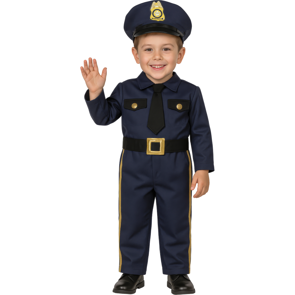 COSTUME POLIZIOTTO BABY TUTA E CAPPELLO TRAVESTIMENTO CARNEVALE FESTE IN MASCHERA COSPLAY - 8761