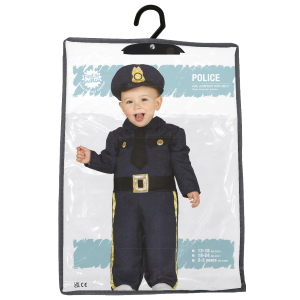 COSTUME POLIZIOTTO BABY TUTA E CAPPELLO TRAVESTIMENTO CARNEVALE FESTE IN MASCHERA COSPLAY - 8761