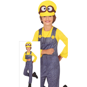 COSTUME AIUTANTE GIALLO TRAVESTIMENTO CARNEVALE FESTE IN MASCHERA COSPLAY MINIONS - 8762