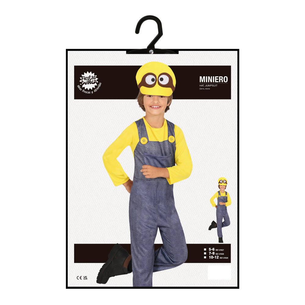COSTUME AIUTANTE GIALLO TRAVESTIMENTO CARNEVALE FESTE IN MASCHERA COSPLAY MINIONS - 8762