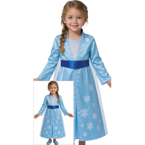 COSTUME PRINCIPESSA DEL GHIACCIO ABITO E MANTELLO TRAVESTIMENTO CARNEVALE FESTE IN MASCHERA COSPLAY ELSA FROZEN - 8785