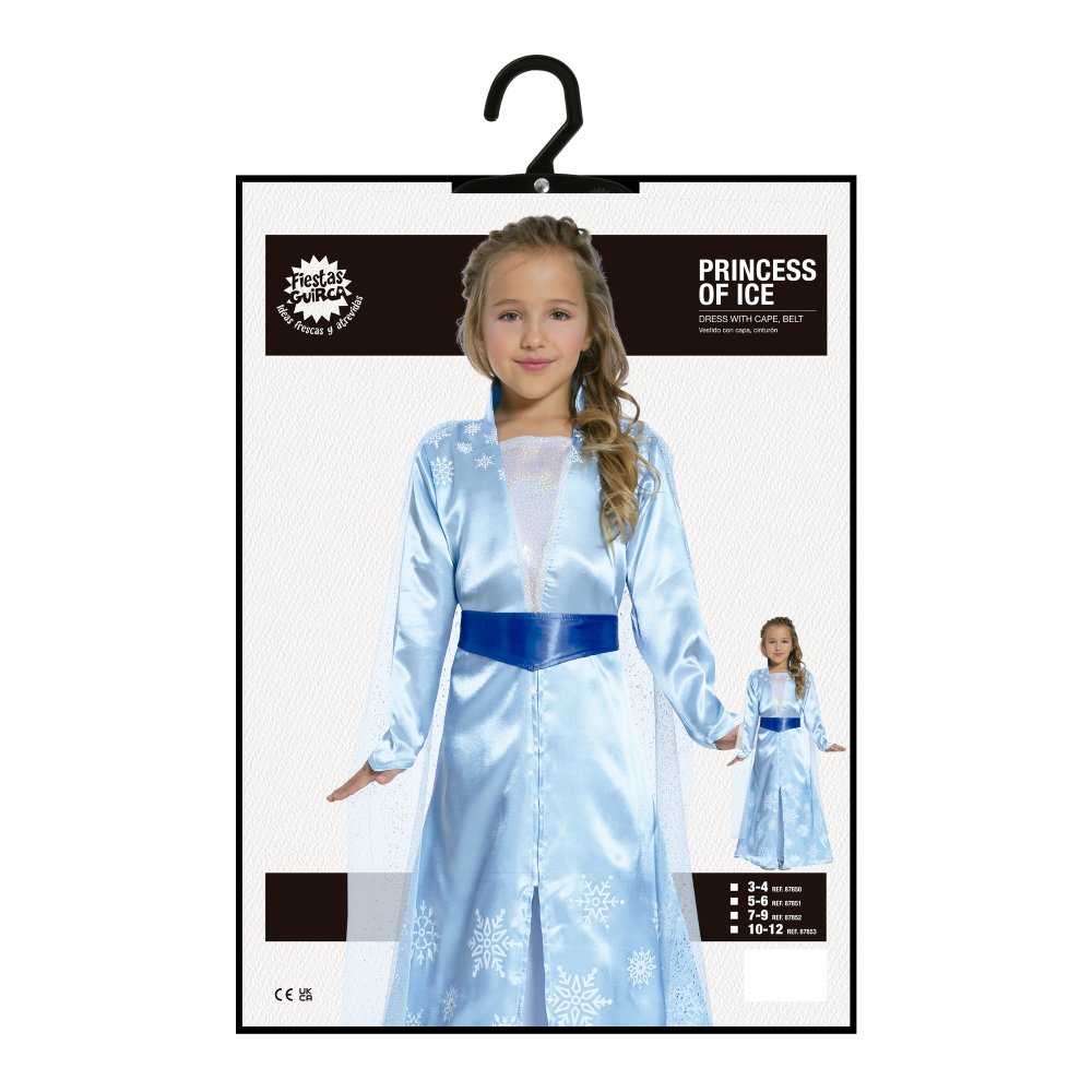 COSTUME PRINCIPESSA DEL GHIACCIO ABITO E MANTELLO TRAVESTIMENTO CARNEVALE FESTE IN MASCHERA COSPLAY ELSA FROZEN - 8785