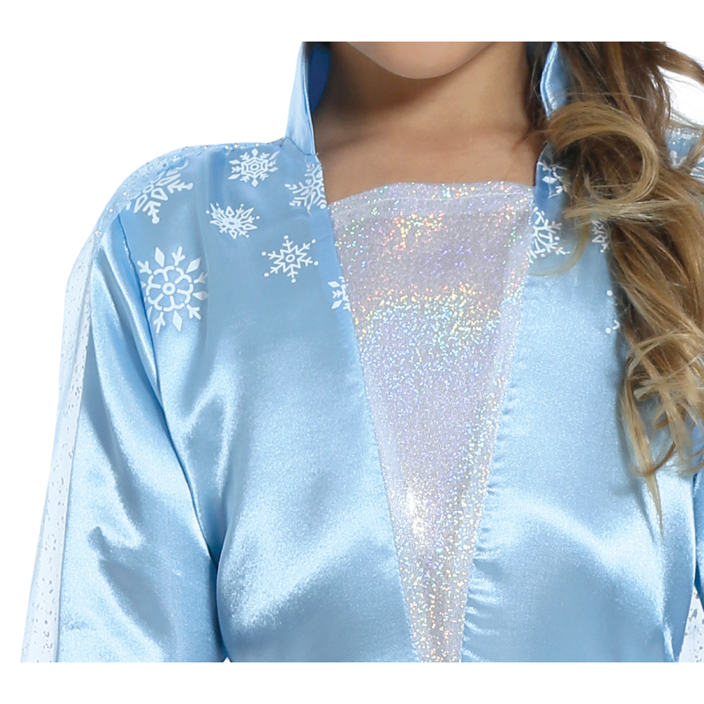 COSTUME PRINCIPESSA DEL GHIACCIO ABITO E MANTELLO TRAVESTIMENTO CARNEVALE FESTE IN MASCHERA COSPLAY ELSA FROZEN - 8785