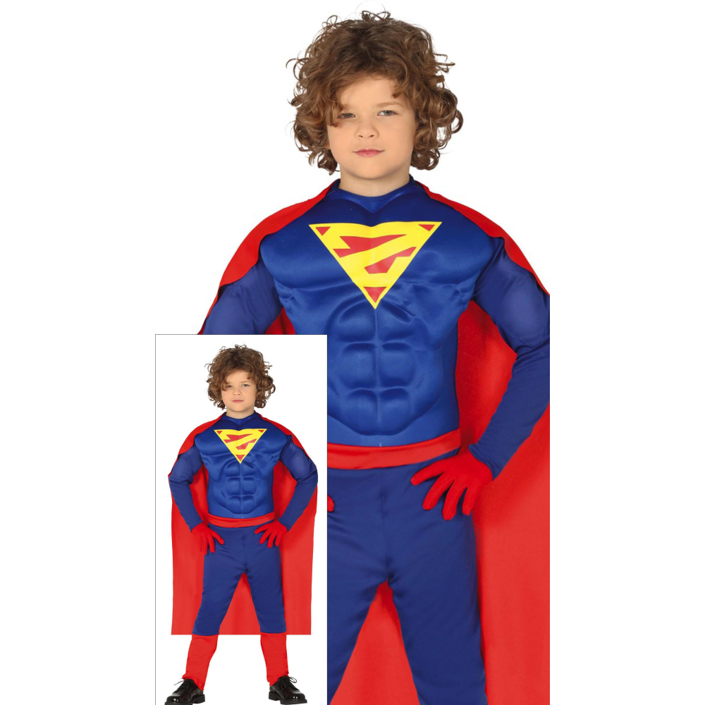COSTUME SUPEREROE MUSCOLOSO TRAVESTIMENTO CARNEVALE FESTE IN MASCHERA COSPLAY SUPERMAN - 8848