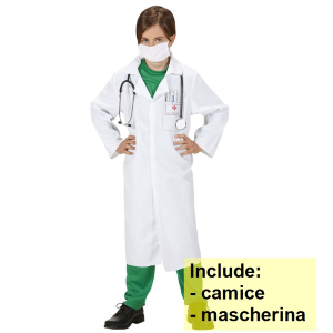 COSTUME DOTTORE CAMICE E MASCHERIINA TRAVESTIMENTO CARNEVALE COSPLAY FESTE IN MASCHERA - 7650