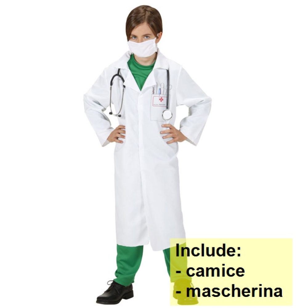 COSTUME DOTTORE CAMICE E MASCHERIINA TRAVESTIMENTO CARNEVALE COSPLAY FESTE IN MASCHERA - 7650