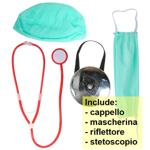 SET TRAVESTIMENTO DOTTORE 4 PEZZI ACCESSORI COSTUME CARNEVALE COSPLAY FESTE A TEMA - 00318