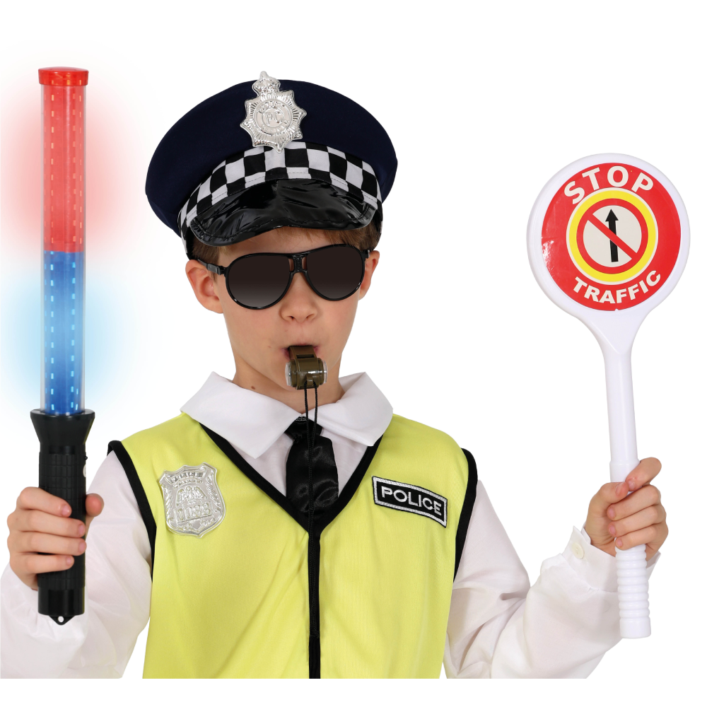 SET TRAVESTIMENTO POLIZIA DEL TRAFFICO 5 PZ ACCESSORI TRAVESTIMENTO CARNEVALE FESTE A TEMA - 27296