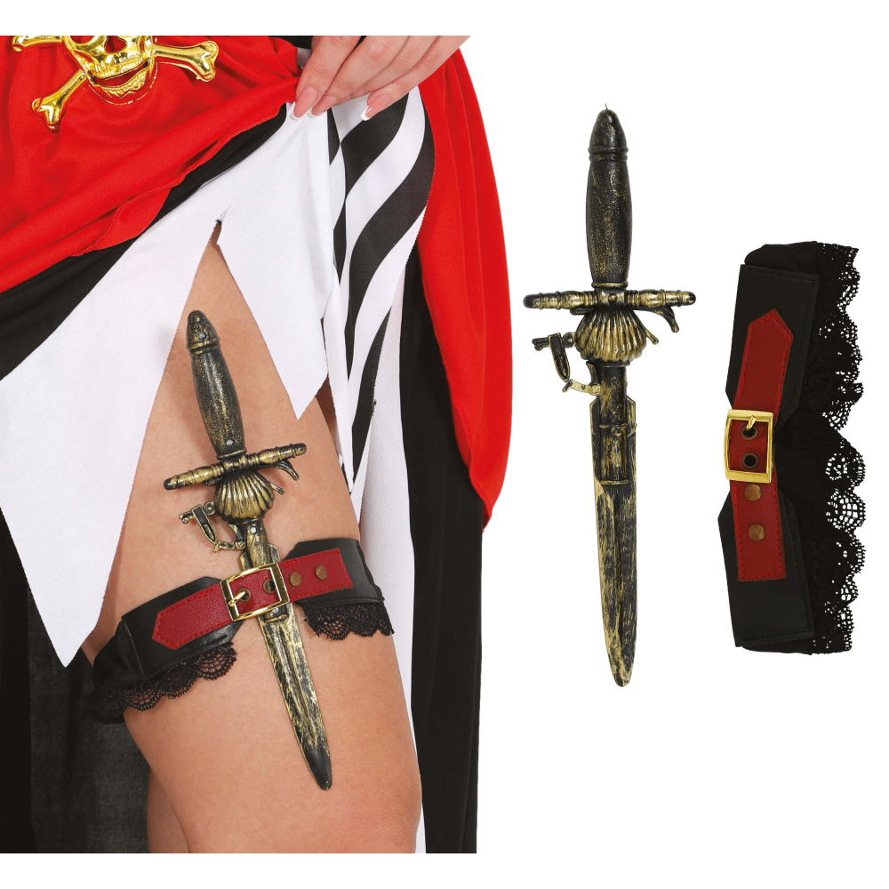 GIARRETTIERA CON PUGNALE ACCESSORIO TRAVESTIMENTO CARNEVALE COSPLAY FESTE A TEMA - 27333