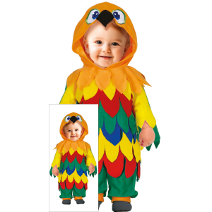 COSTUME PICCOLO PAPPAGALLO TUTA CON CAPPUCCIO TRAVESTIMENTO CARNEVALE FESTE IN MASCHERA - 7620