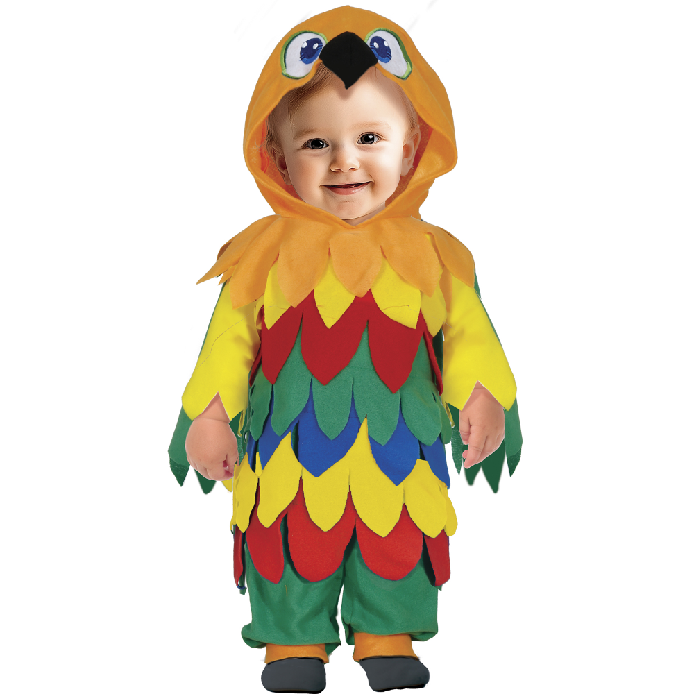 COSTUME PICCOLO PAPPAGALLO TUTA CON CAPPUCCIO TRAVESTIMENTO CARNEVALE FESTE IN MASCHERA - 7620