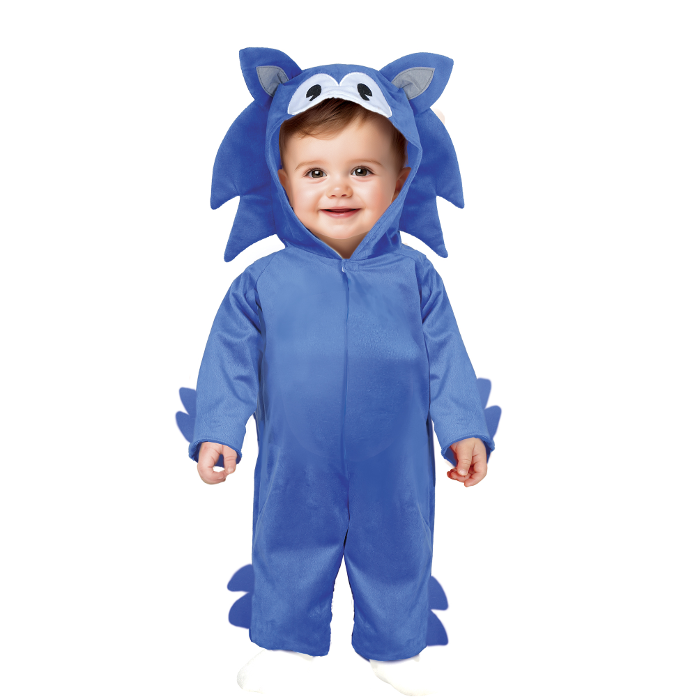 COSTUME RICCIO BLU BABY TUTA CON CAPPUCCIO TRAVESTIMENTO CARNEVALE COSPLAY SONIC FESTE IN MASCHERA - 7621