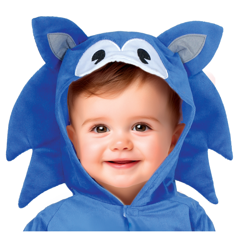 COSTUME RICCIO BLU BABY TUTA CON CAPPUCCIO TRAVESTIMENTO CARNEVALE COSPLAY SONIC FESTE IN MASCHERA - 7621